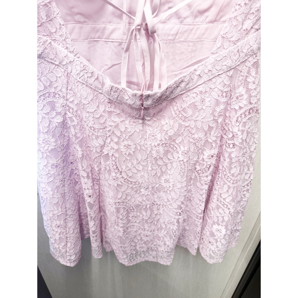 NWT For Love & Lemons Carmela Mini Pink Lace Halter Dress, Size‎ Large - Picture 8 of 11